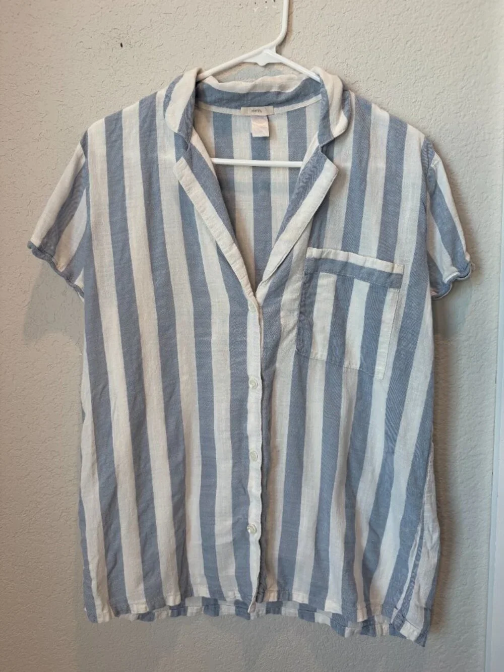 Eberjey Blue White Umbrella Stripes Pajama Set Size Small - Picture 2 of 10